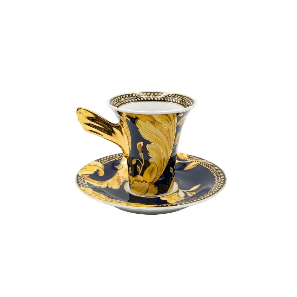 Versace cup & saucer featuring gold and black intricate design available at Lestyle Boutique Melbourne