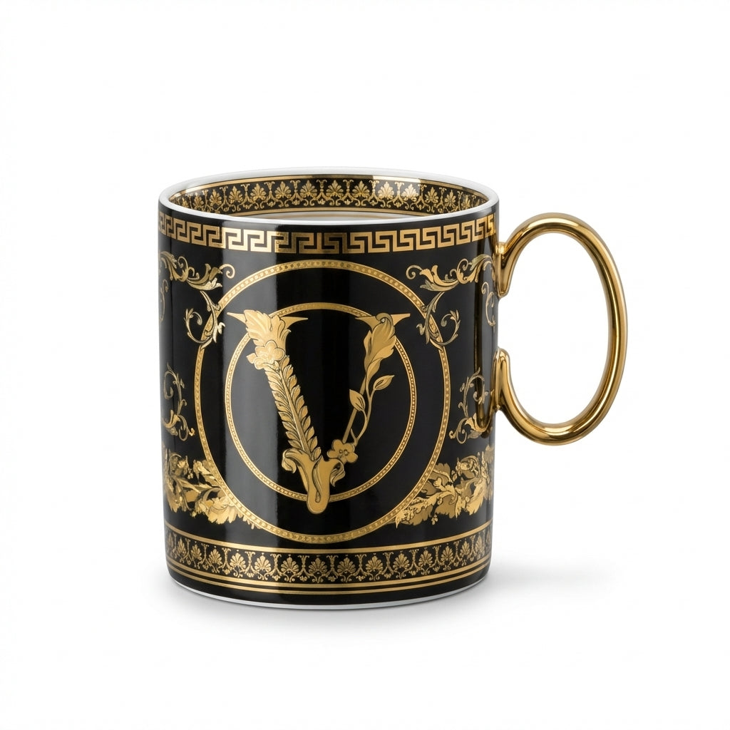 Versace Mug featuring gold accents and Medusa logo available at Lestyle Boutique Melbourne