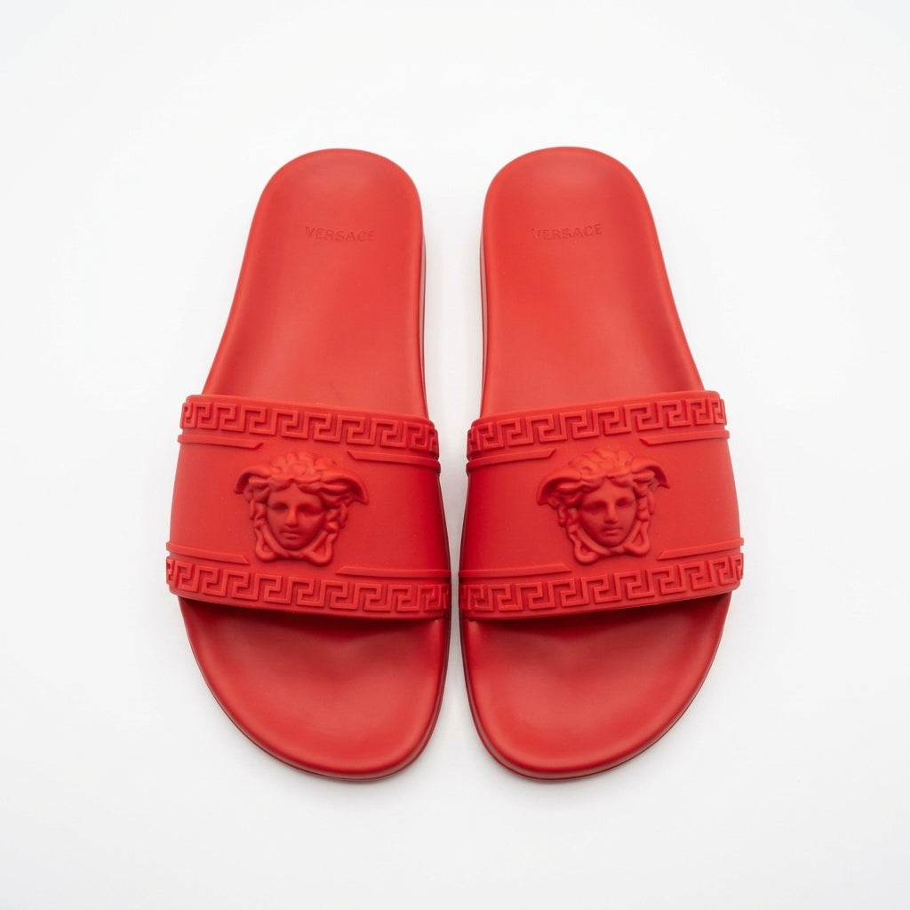 Versace slides featuring a Greek key strap available at Lestyle Boutique Melbourne