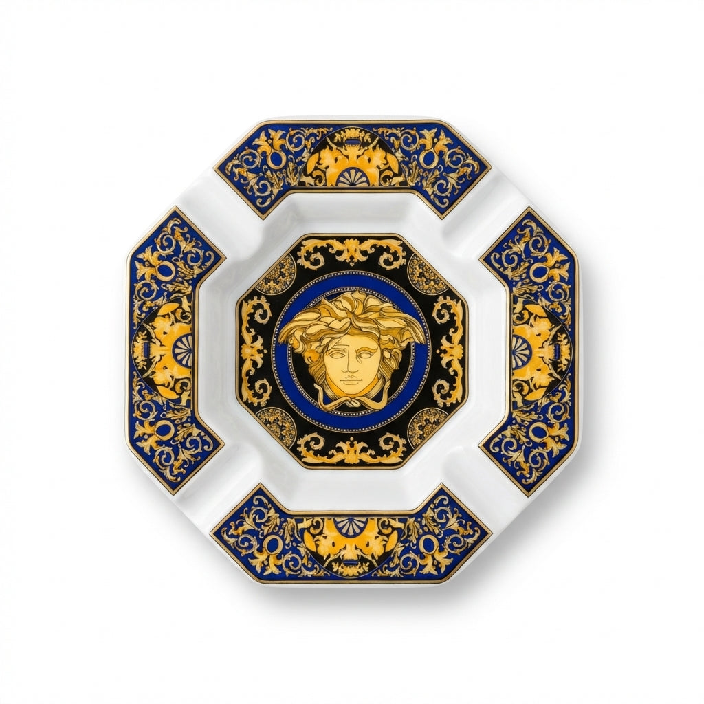 Versace ashtray featuring intricate navy and gold design available at Lestyle Boutique Melbourne