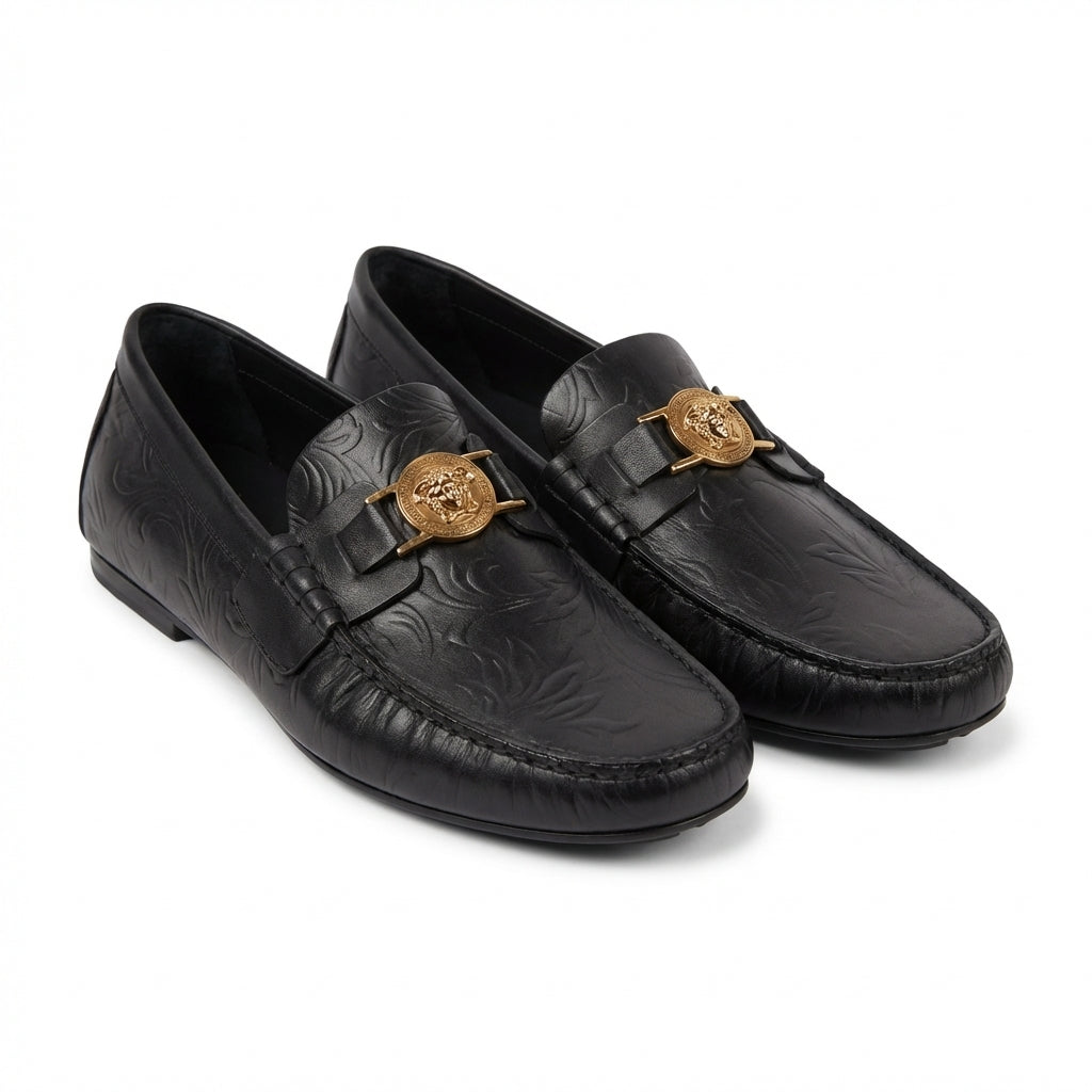 Versace loafers featuring gold medusa logo available at Lestyle Boutique Melbourne