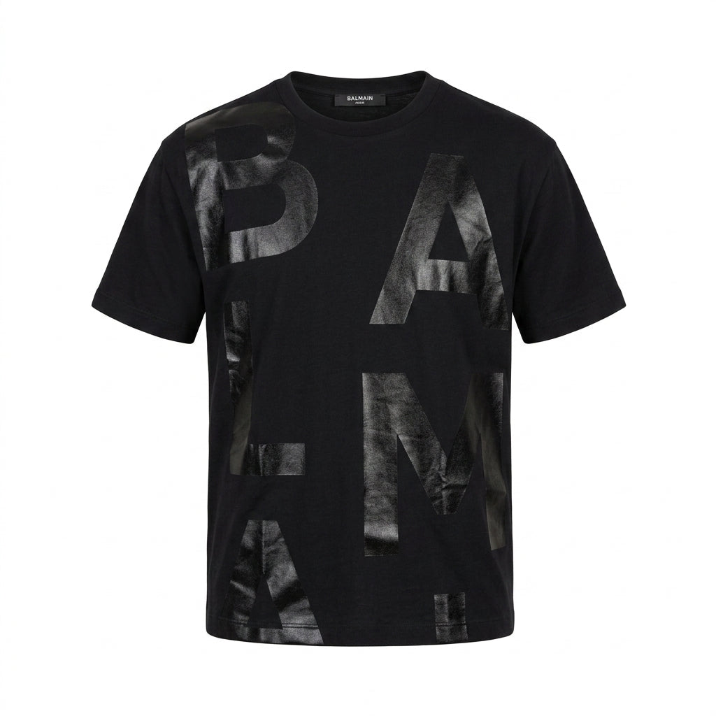 Balmain T-shirt featuring bold letter print available at Lestyle Boutique Melbourne
