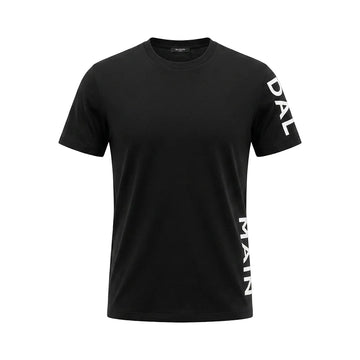 Balmain T-shirt featuring bold lettering on sleeves available at Lestyle Boutique Melbourne