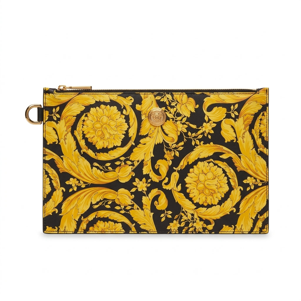 VERSACE pouch featuring baroque floral print available at Lestyle Boutique Melbourne
