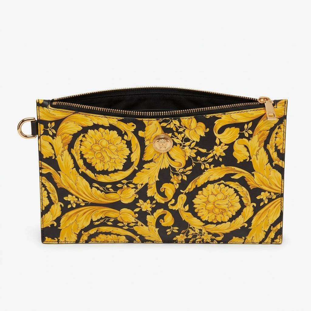 VERSACE pouch featuring baroque floral print available at Lestyle Boutique Melbourne