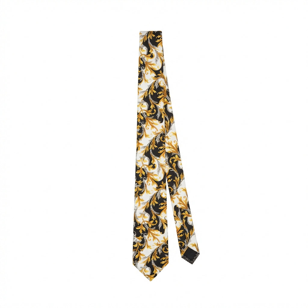 Versace tie featuring an ornate baroque pattern available at Lestyle Boutique Melbourne