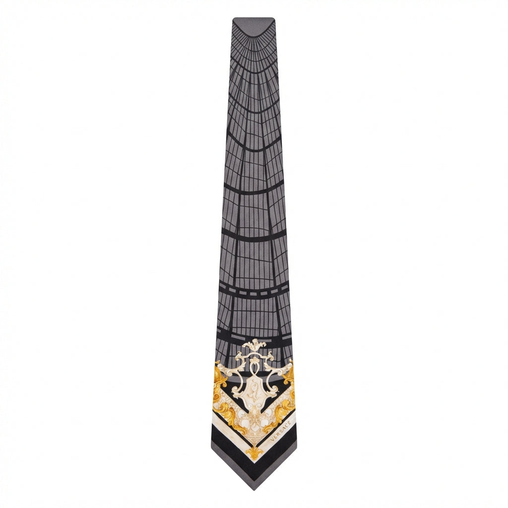 Versace tie featuring a geometric pattern available at Lestyle Boutique Melbourne