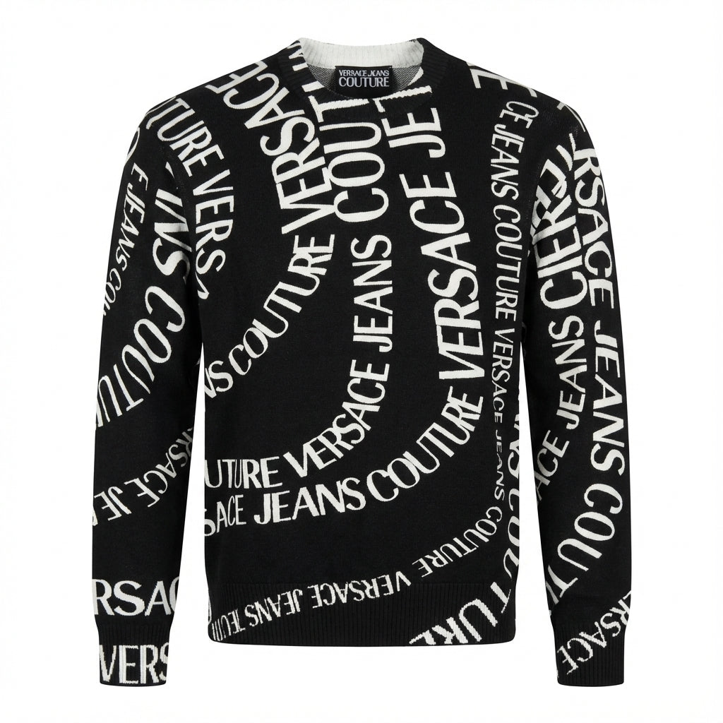 Versace Jeans Couture men's knitwear with bold logo print available at Lestyle Boutique Melbourne