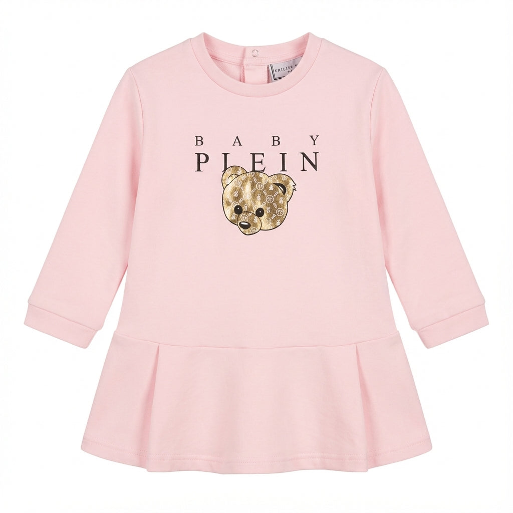 Philipp Plein baby dress featuring a gold bear logo available at Lestyle Boutique Melbourne