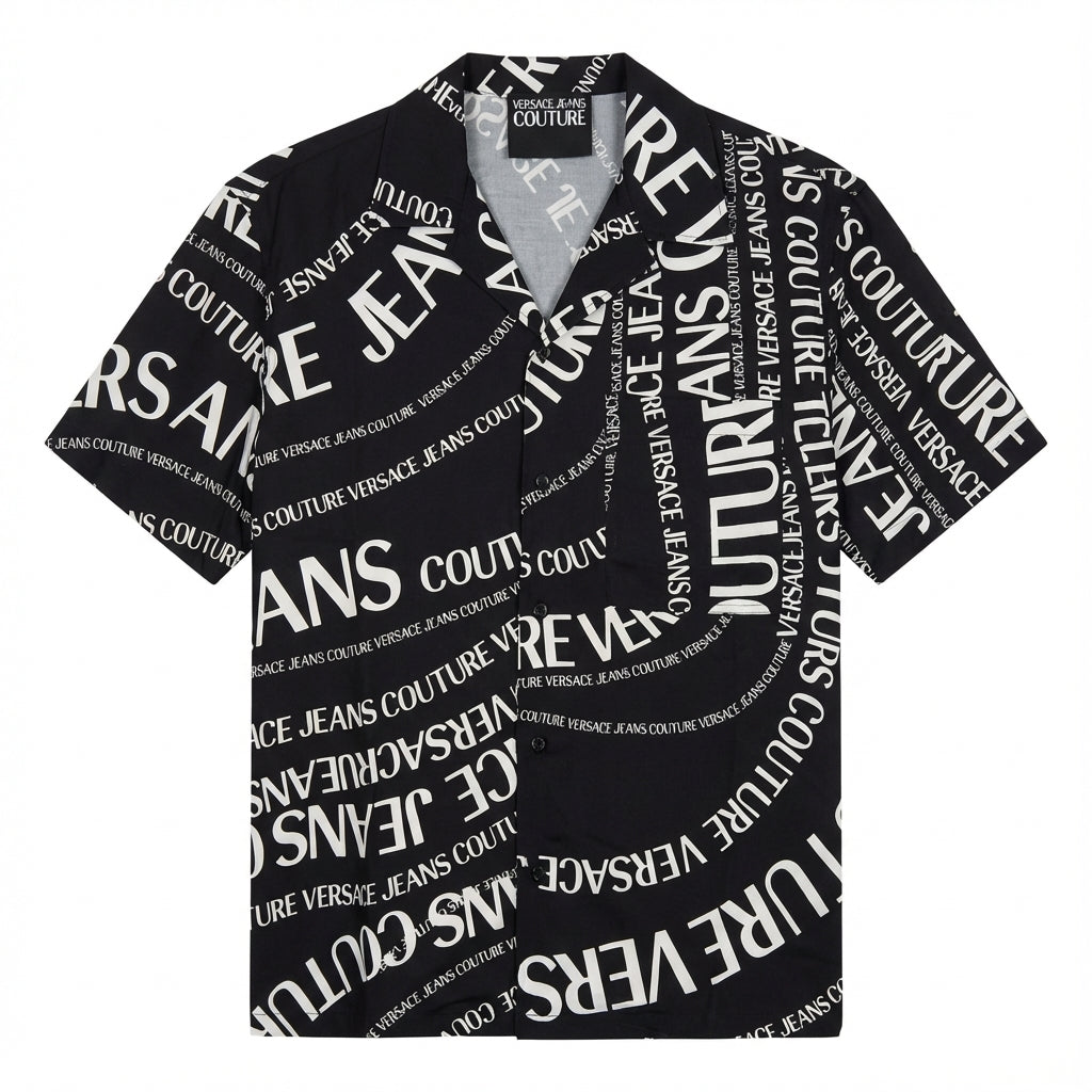 Versace Jeans Couture short sleeve shirt featuring bold logo print available at Lestyle Boutique Melbourne