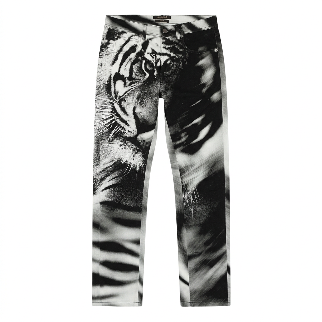 Roberto Cavalli jeans featuring a tiger print available at Lestyle Boutique Melbourne