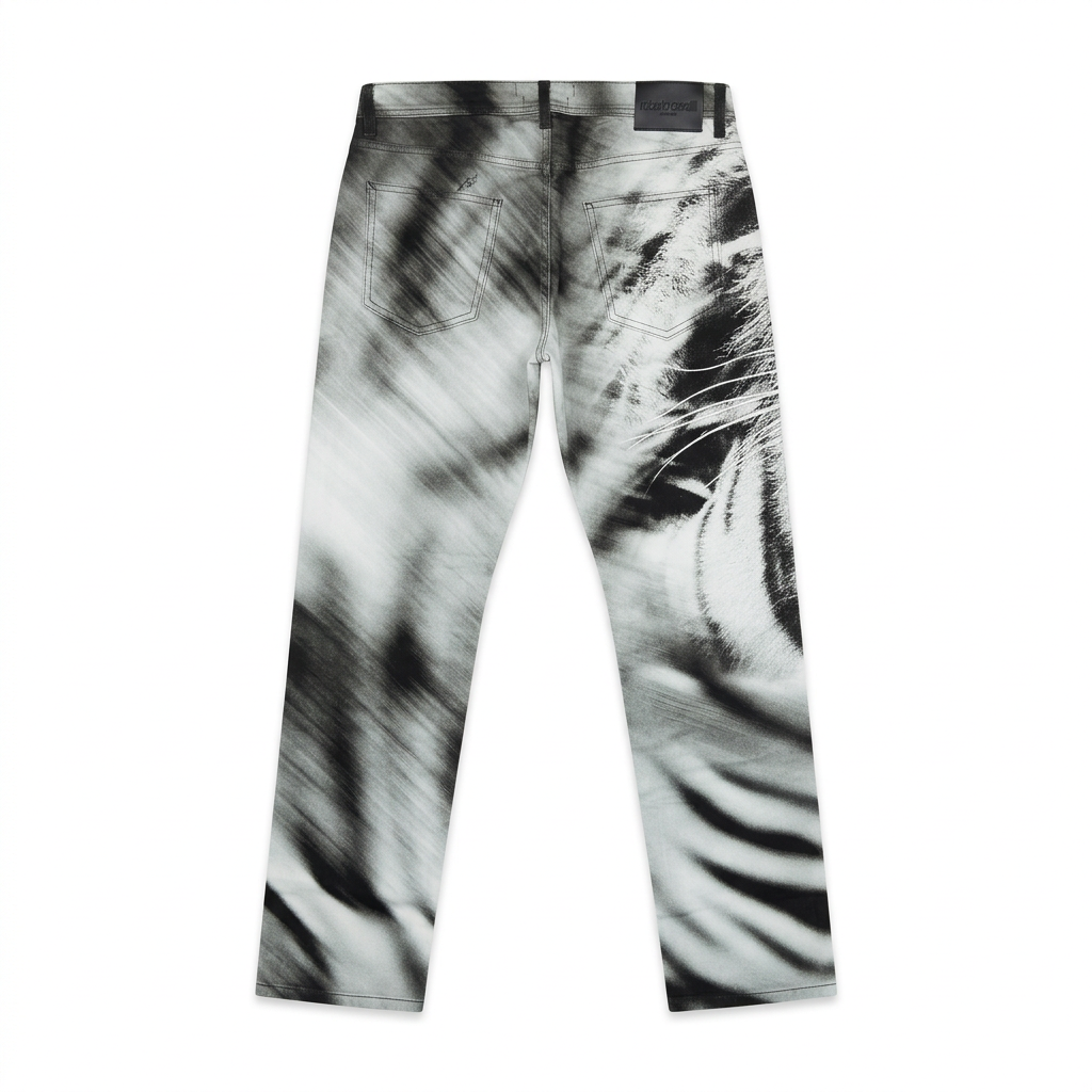 Roberto Cavalli jeans featuring a tiger print available at Lestyle Boutique Melbourne