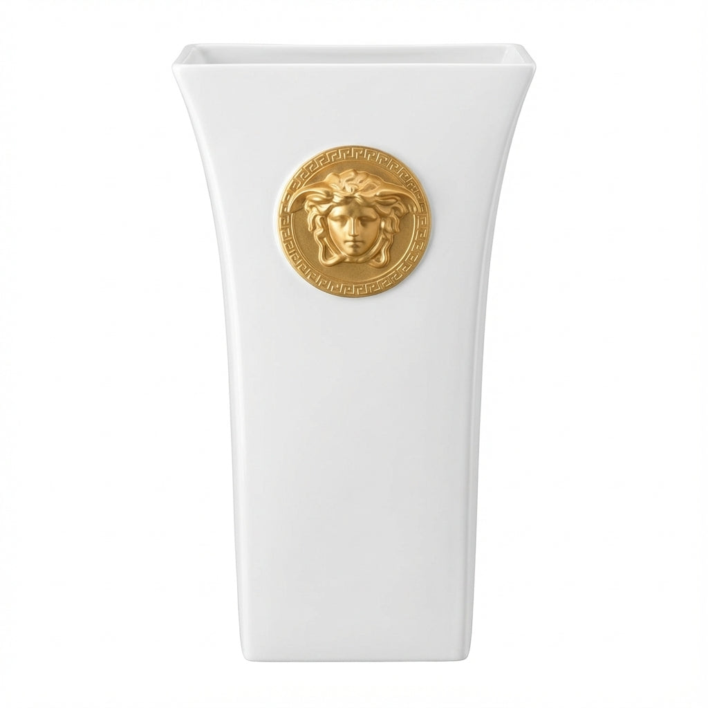 Versace Medusa Madness white vase featuring Medusa head emblem available at Lestyle Boutique Melbourne