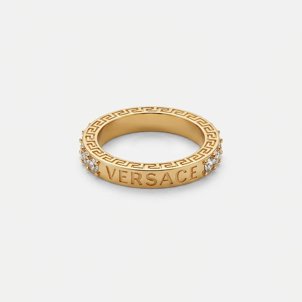 Versace gold ring featuring crystals available at Lestyle Boutique Melbourne
