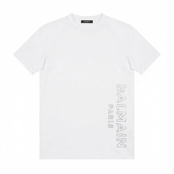 Balmain T-shirt featuring embossed logo detail available at Lestyle Boutique Melbourne