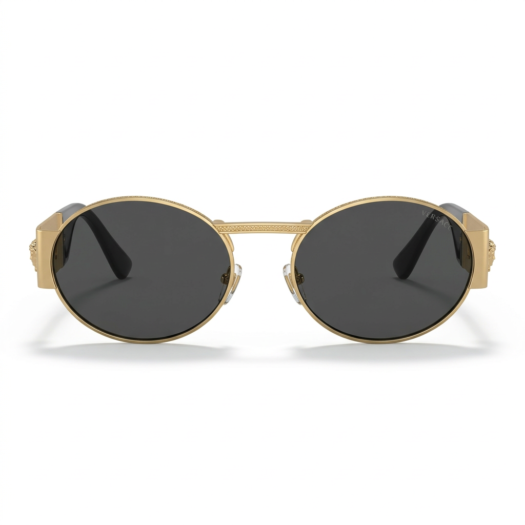 Versace sunglasses featuring round black lenses with gold frame available at Lestyle Boutique Melbourne