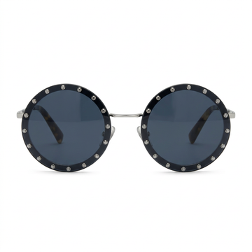 Valentino sunglasses featuring round frames with embellished edges available at Lestyle Boutique Melbourne