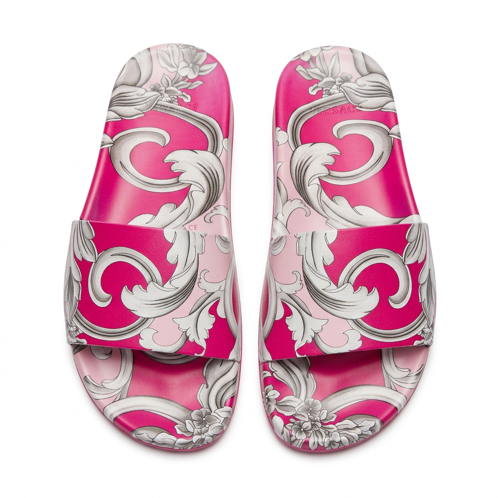 Versace slides featuring ornate design available at Lestyle Boutique Melbourne