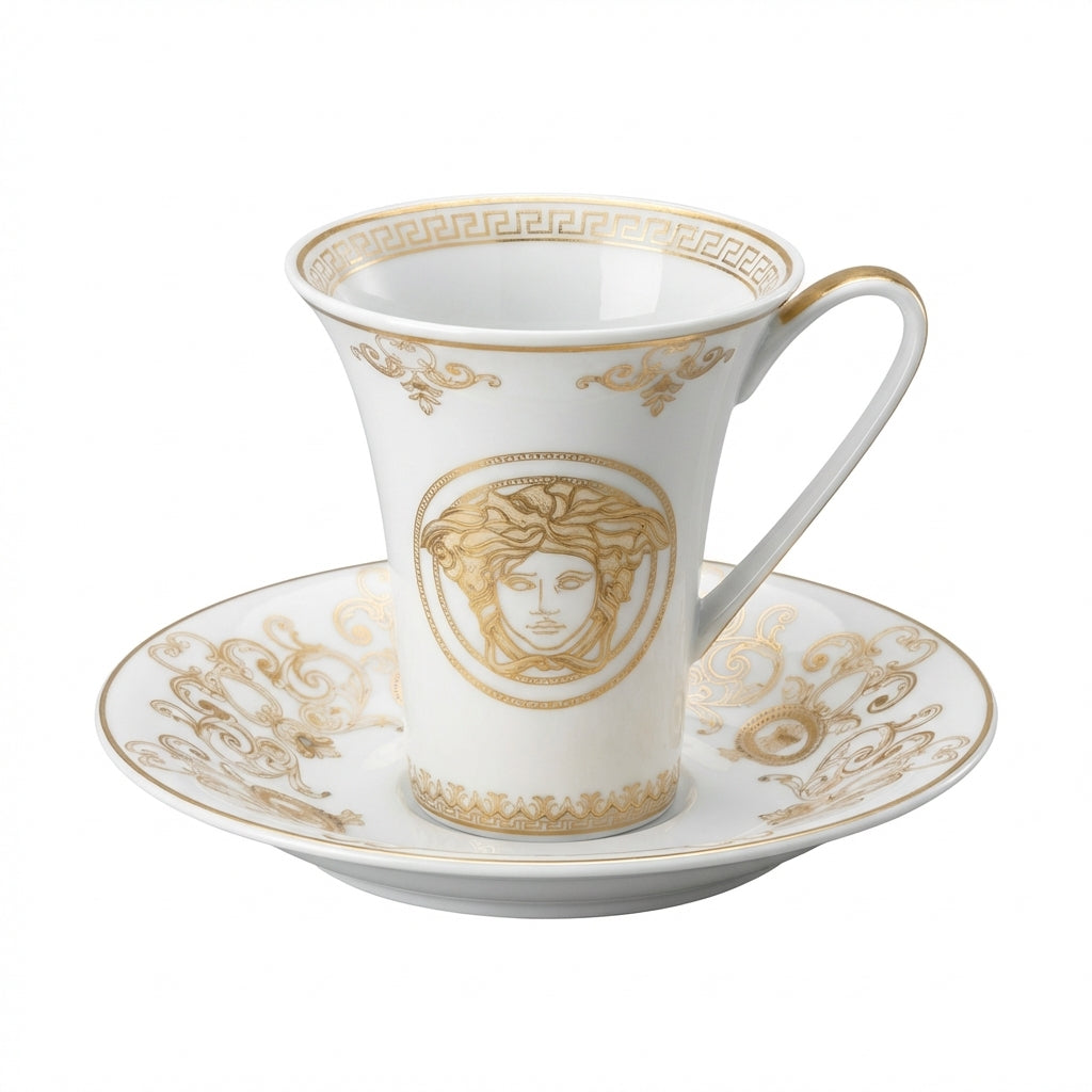 Versace espresso cup & saucer featuring luxury gold design available at Lestyle Boutique Melbourne