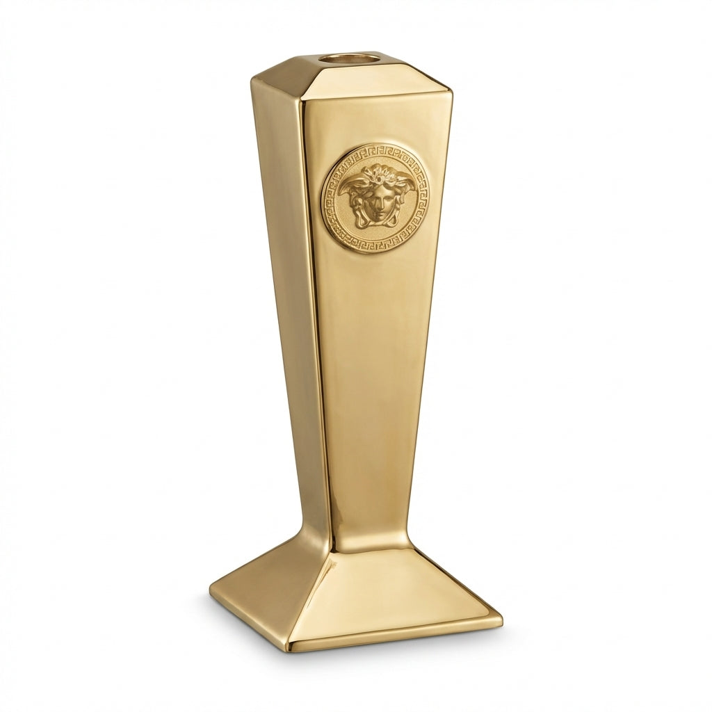 Versace candle holder featuring a gold Medusa logo available at Lestyle Boutique Melbourne