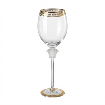 Versace wine glass featuring a Greek key pattern available at Lestyle Boutique Melbourne