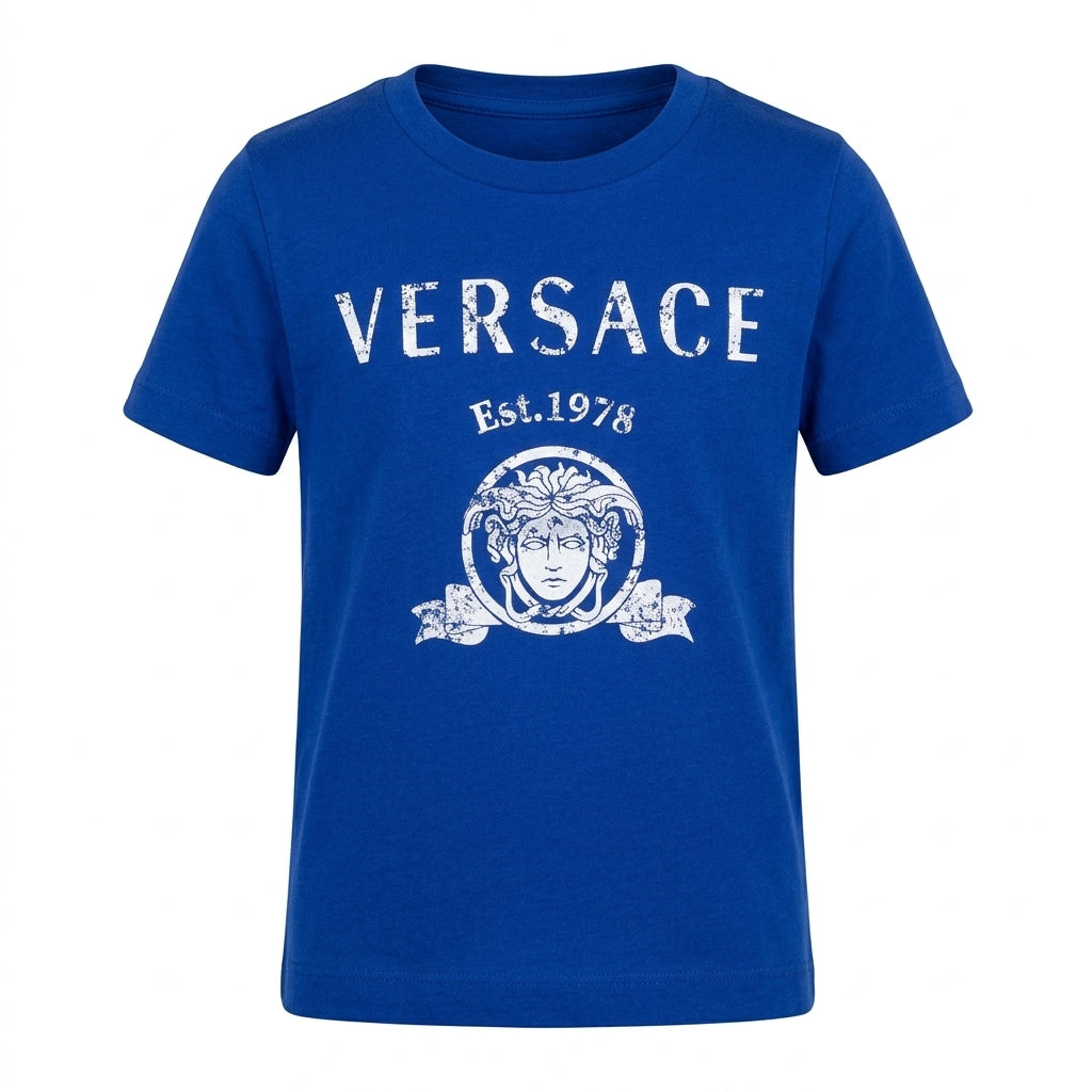Versace kids T-Shirt featuring retro logo available at Lestyle Boutique Melbourne