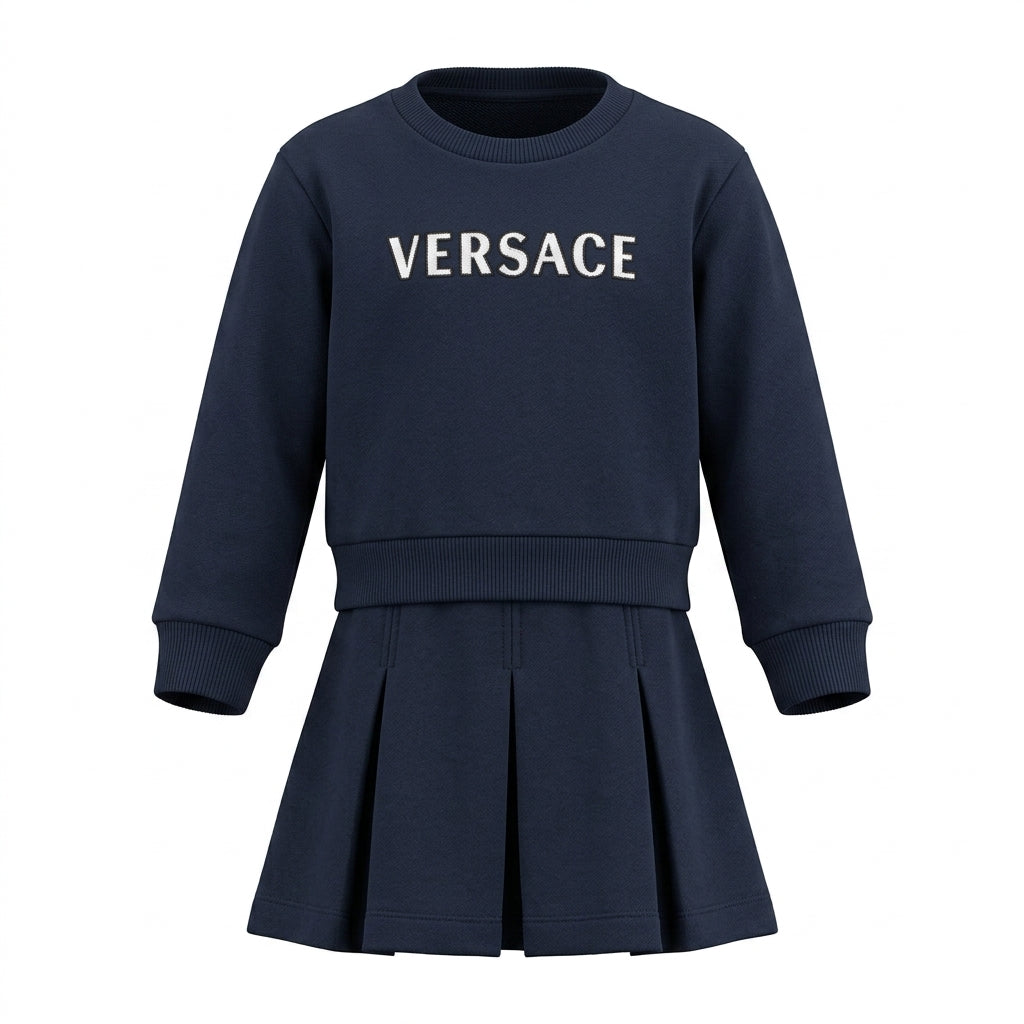 Versace sweatshirt dress featuring bold logo available at Lestyle Boutique Melbourne