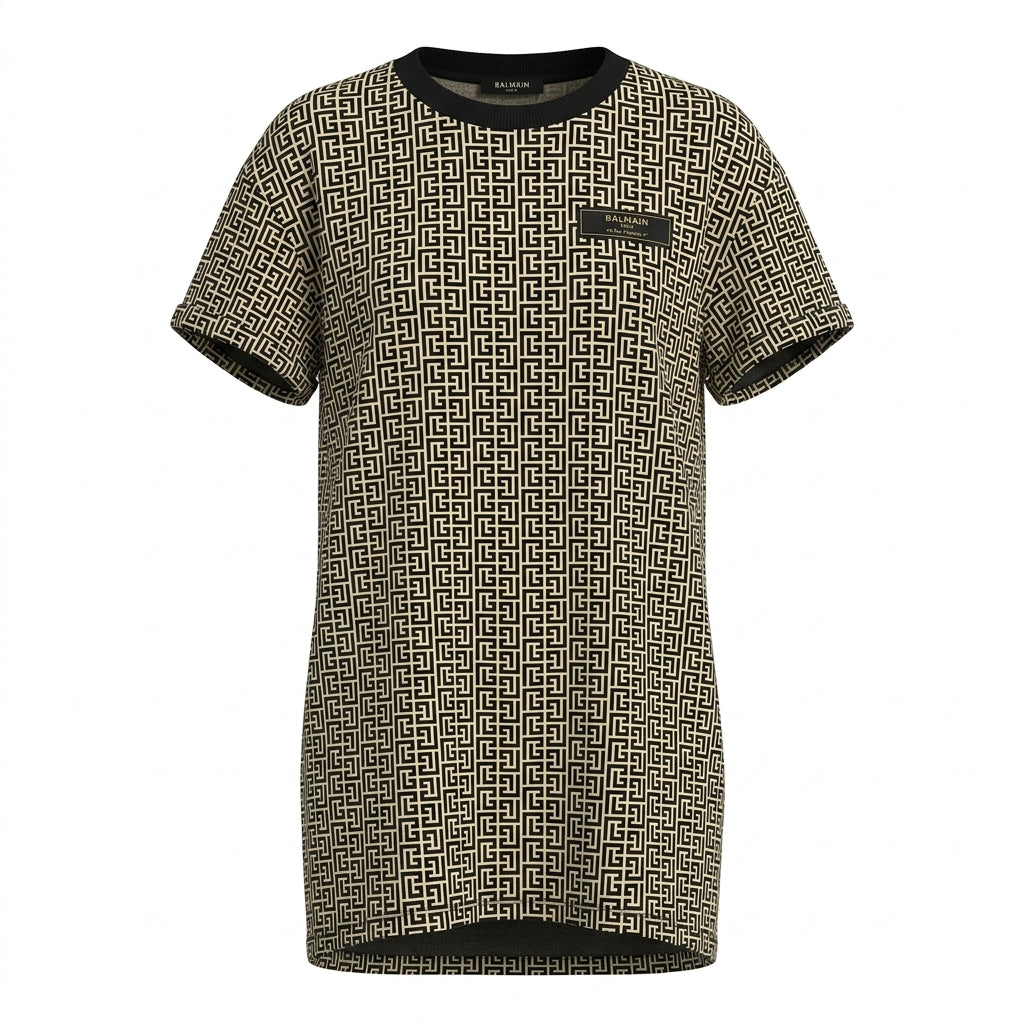 Balmain T-shirt dress featuring geometric pattern available at Lestyle Boutique Melbourne