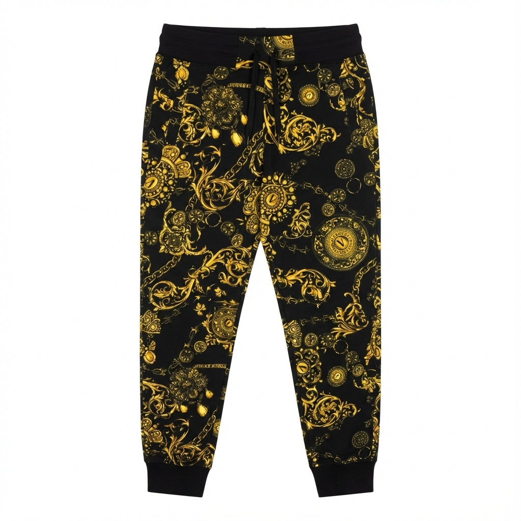 Versace Jeans Couture pants featuring a gold baroque pattern available at Lestyle Boutique Melbourne