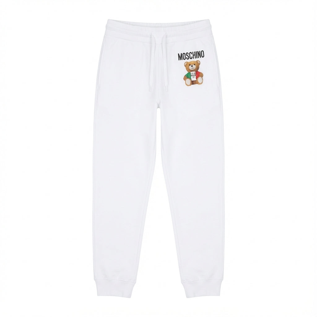 Moschino pants featuring a teddy bear graphic available at Lestyle Boutique Melbourne