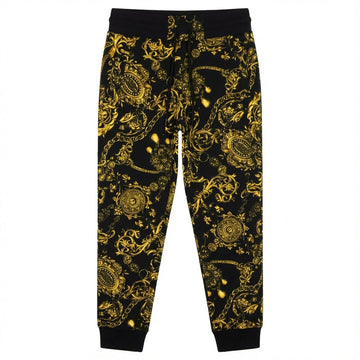 Versace Jeans Couture men's pants featuring a bold gold baroque print available at Lestyle Boutique Melbourne