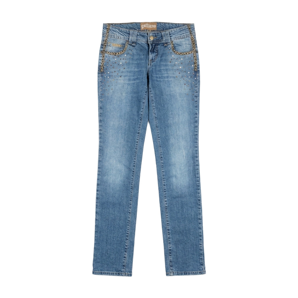 John Galliano jeans featuring rhinestone embellishments available at Lestyle Boutique Melbourne