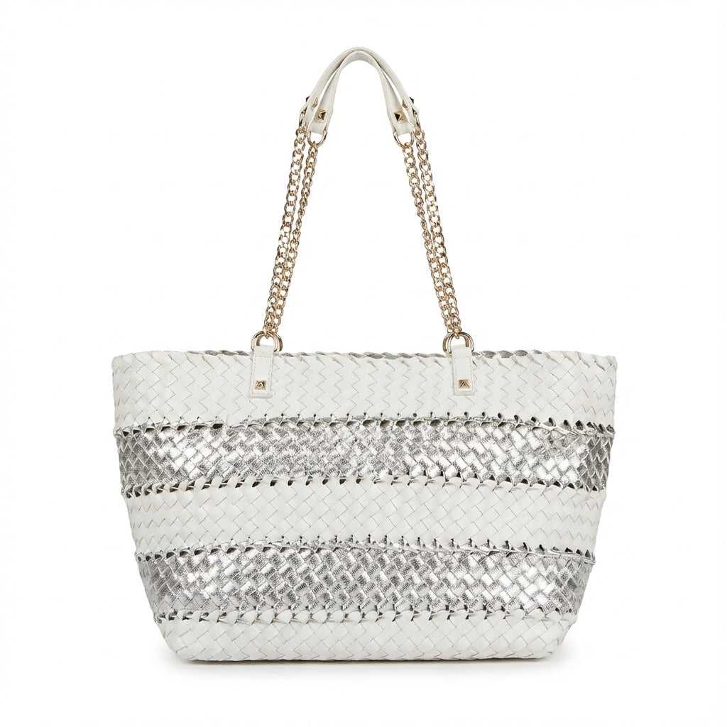 Patrizia Pepe bag featuring a woven design with metallic accents available at Lestyle Boutique Melbourne