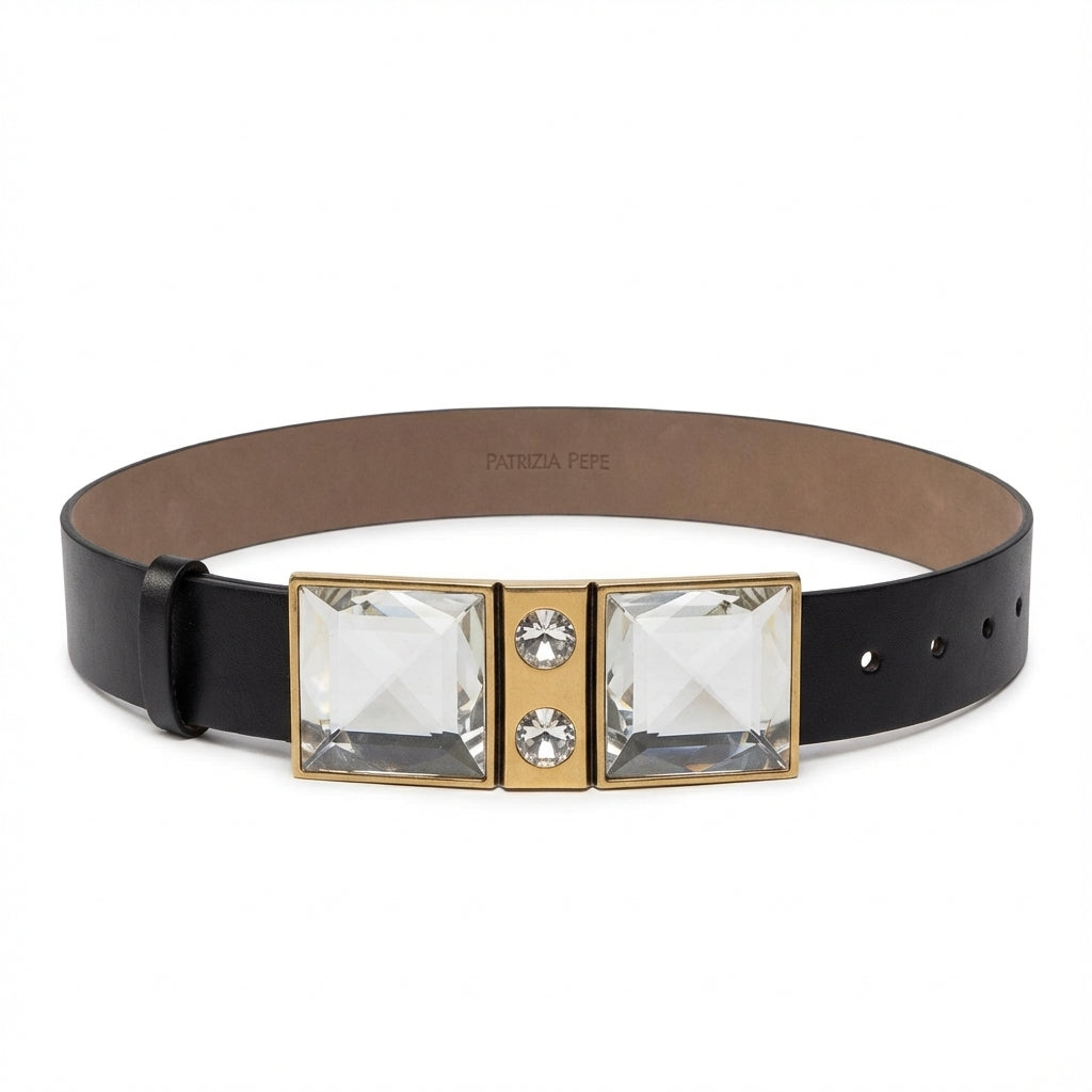 Patrizia Pepe belt featuring large square and round crystals available at Lestyle Boutique Melbourne
