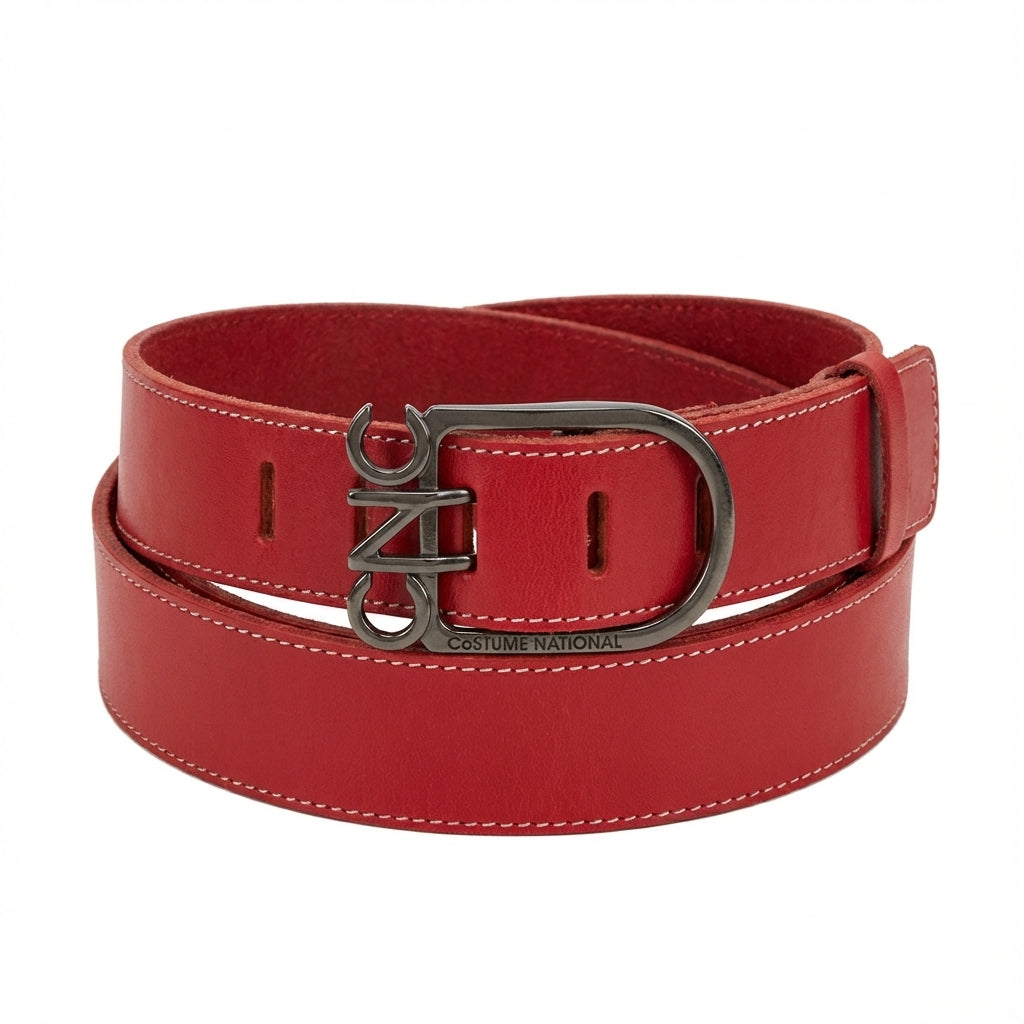 Custom red belt with metal buckle available at Lestyle Boutique Melbourne