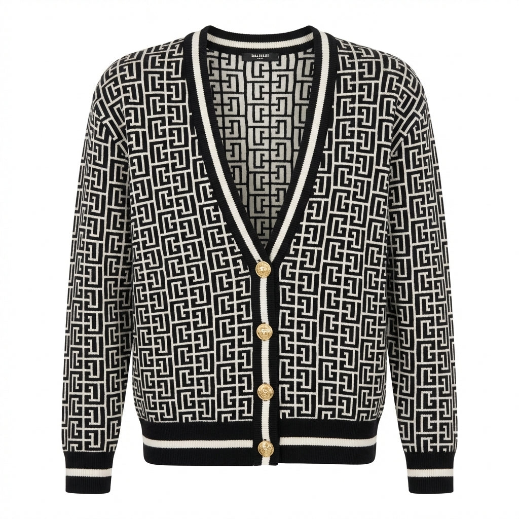 Balmain cardigan featuring a geometric pattern available at Lestyle Boutique Melbourne