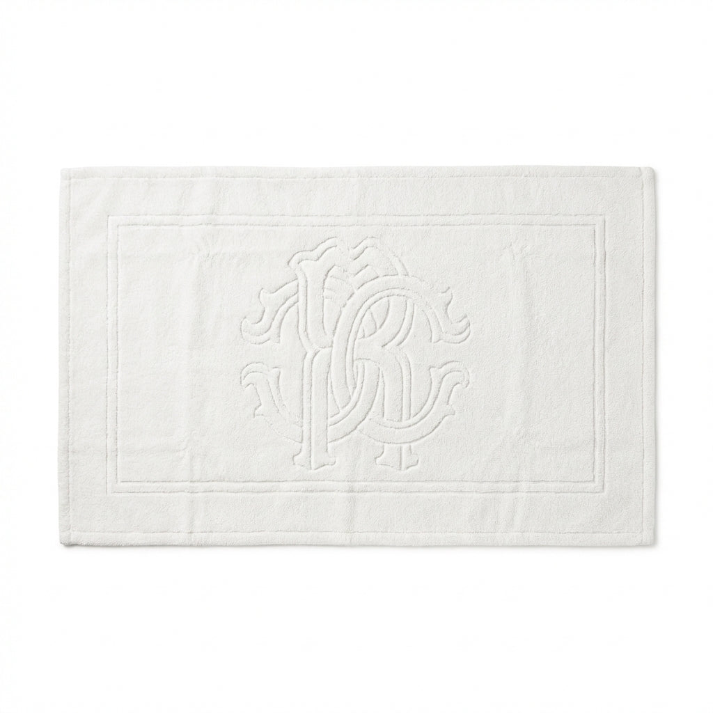 Roberto Cavalli bath mat featuring embossed logo available at Lestyle Boutique Melbourne