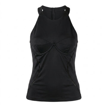 Versace Jeans Couture black sleeveless top featuring structured design available at Lestyle Boutique Melbourne