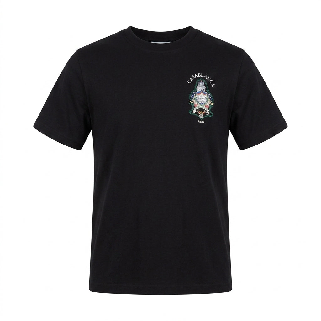 Casablanca T-shirt featuring embroidered logo available at Lestyle Boutique Melbourne