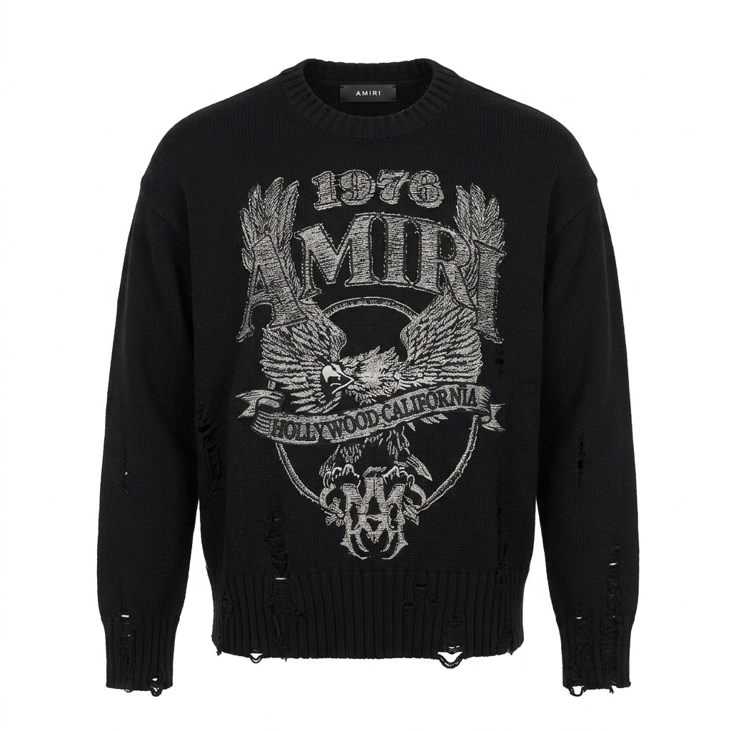 Amiri sweater featuring a lion emblem available at Lestyle Boutique Melbourne