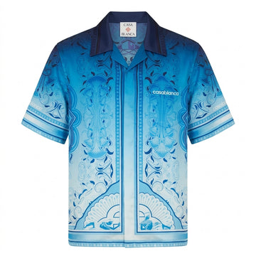 Casablanca shirt featuring ornate blue design available at Lestyle Boutique Melbourne