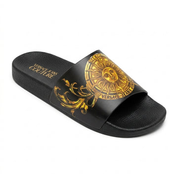 Versace Jeans Couture slides featuring baroque graphic logo available at Lestyle Boutique Melbourne