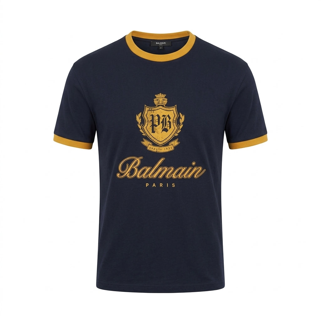 BALMAIN t-shirt featuring logo crest and Balmain Paris available at Lestyle Boutique Melbourne
