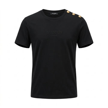 BALMAIN T-shirt featuring gold button detail available at Lestyle Boutique Melbourne