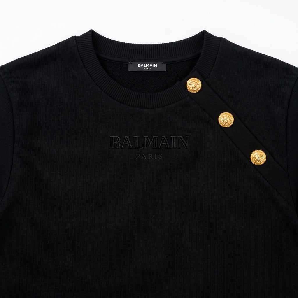 BALMAIN sweatshirt featuring gold buttons available at Lestyle Boutique Melbourne