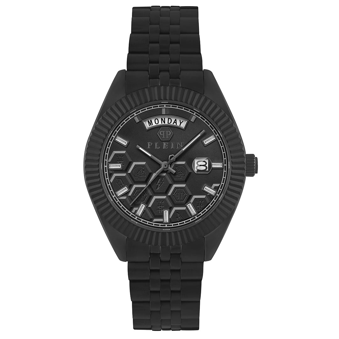 Philipp Plein Date Superlative Gent watch featuring a black dial available at Lestyle Boutique Melbourne