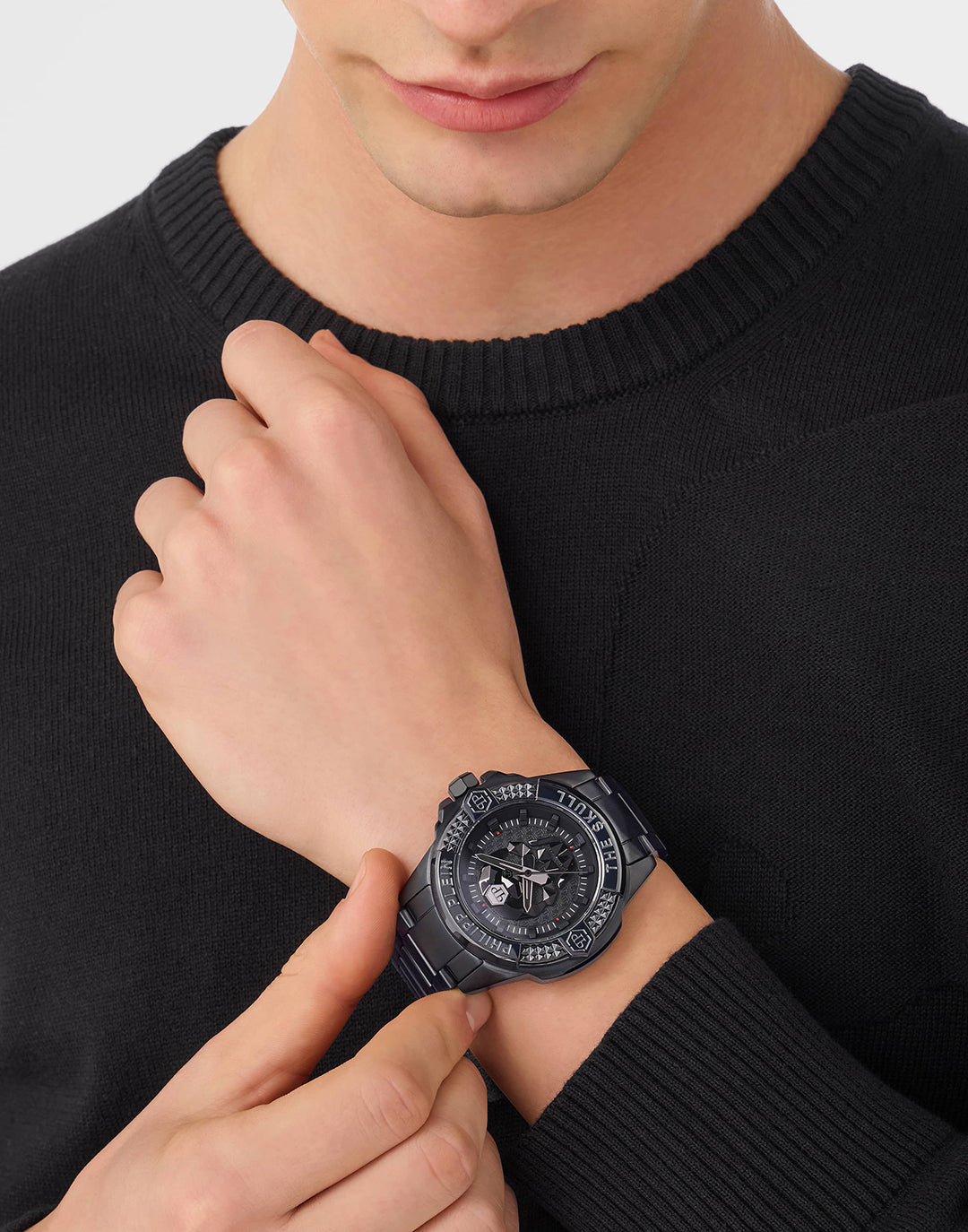 Phillipp Plein The Skull watch featuring a black metal bracelet available at Lestyle Boutique Melbourne