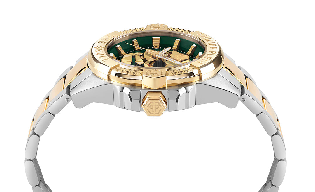 The Skull 44mm watch featuring a green dial and two-tone stainless steel case available at Lestyle Boutique Melbourne