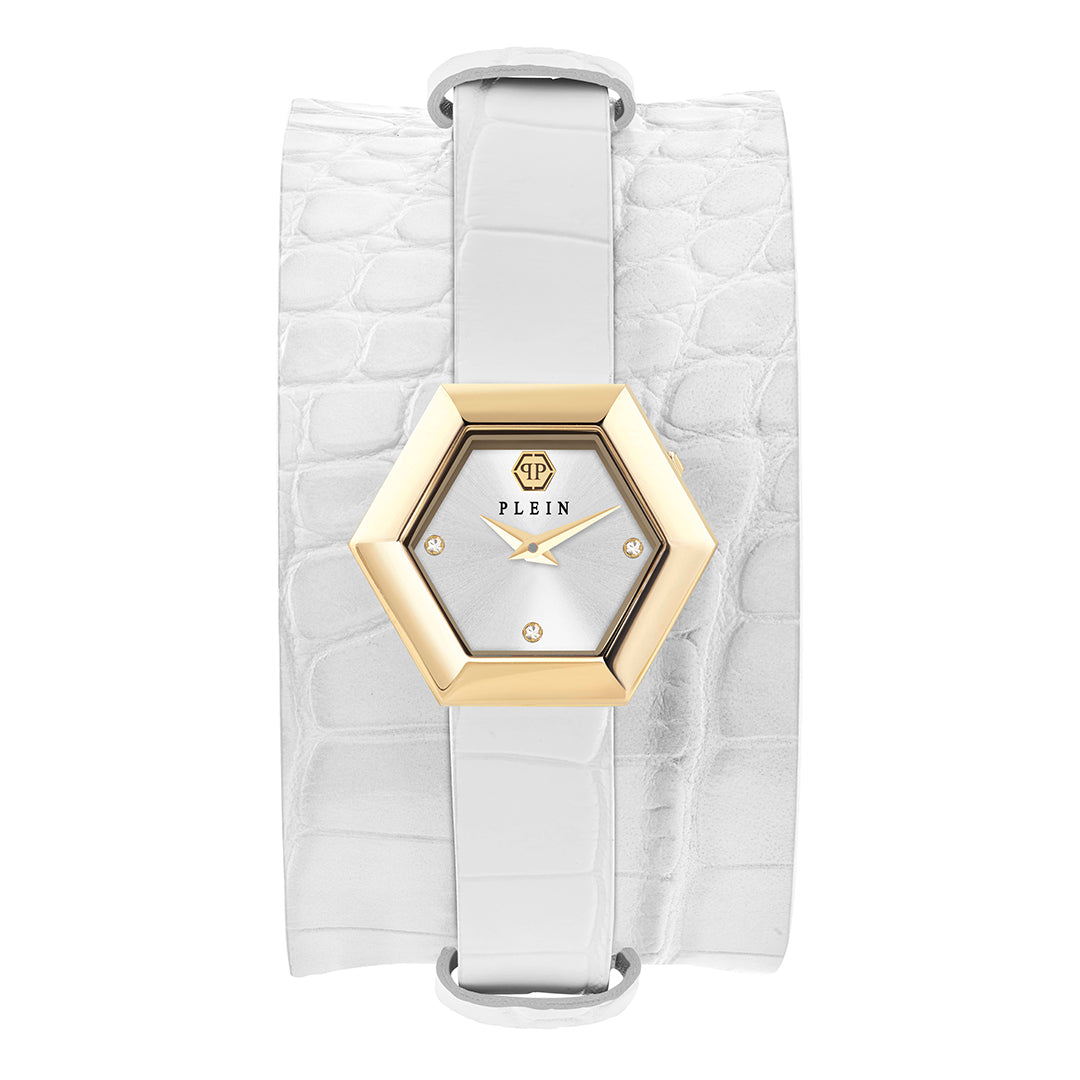 Plein hexagonal watch featuring interchangeable leather straps available at Lestyle Boutique Melbourne
