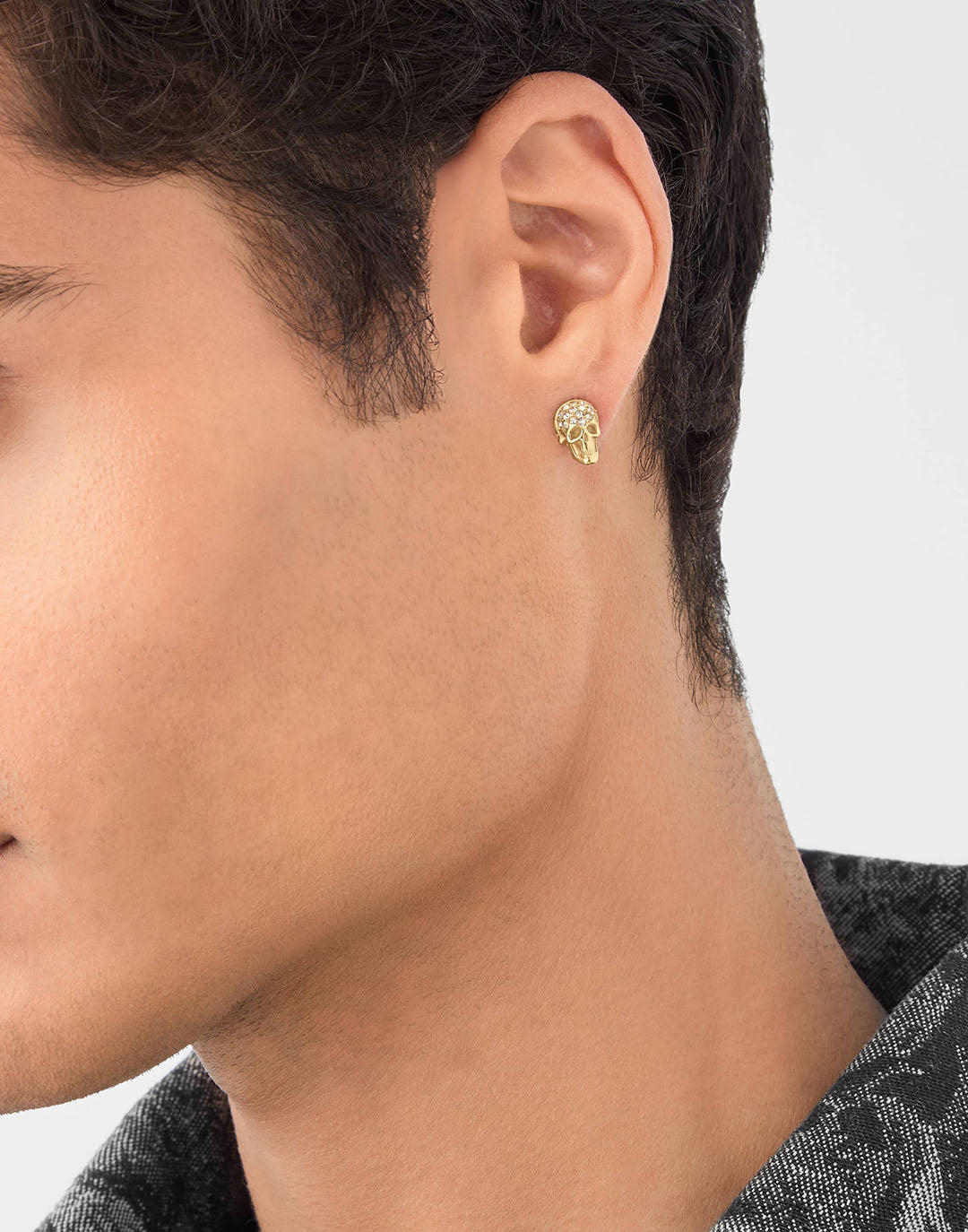 PLEIN ENIGMA unisex skull earrings featuring white crystals available at Lestyle Boutique Melbourne